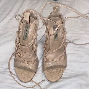 Steve Madden Nude leather Croc print tie up heels